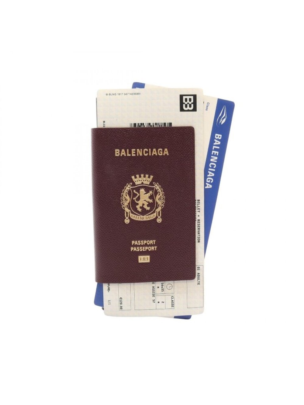 Balenciaga Bifold Wallet Passport Bordeaux Black Leather